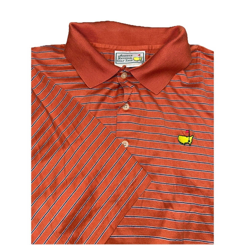 Masters Augusta National Golf‎ Shop Polo Shirt Mens Large Orange Striped